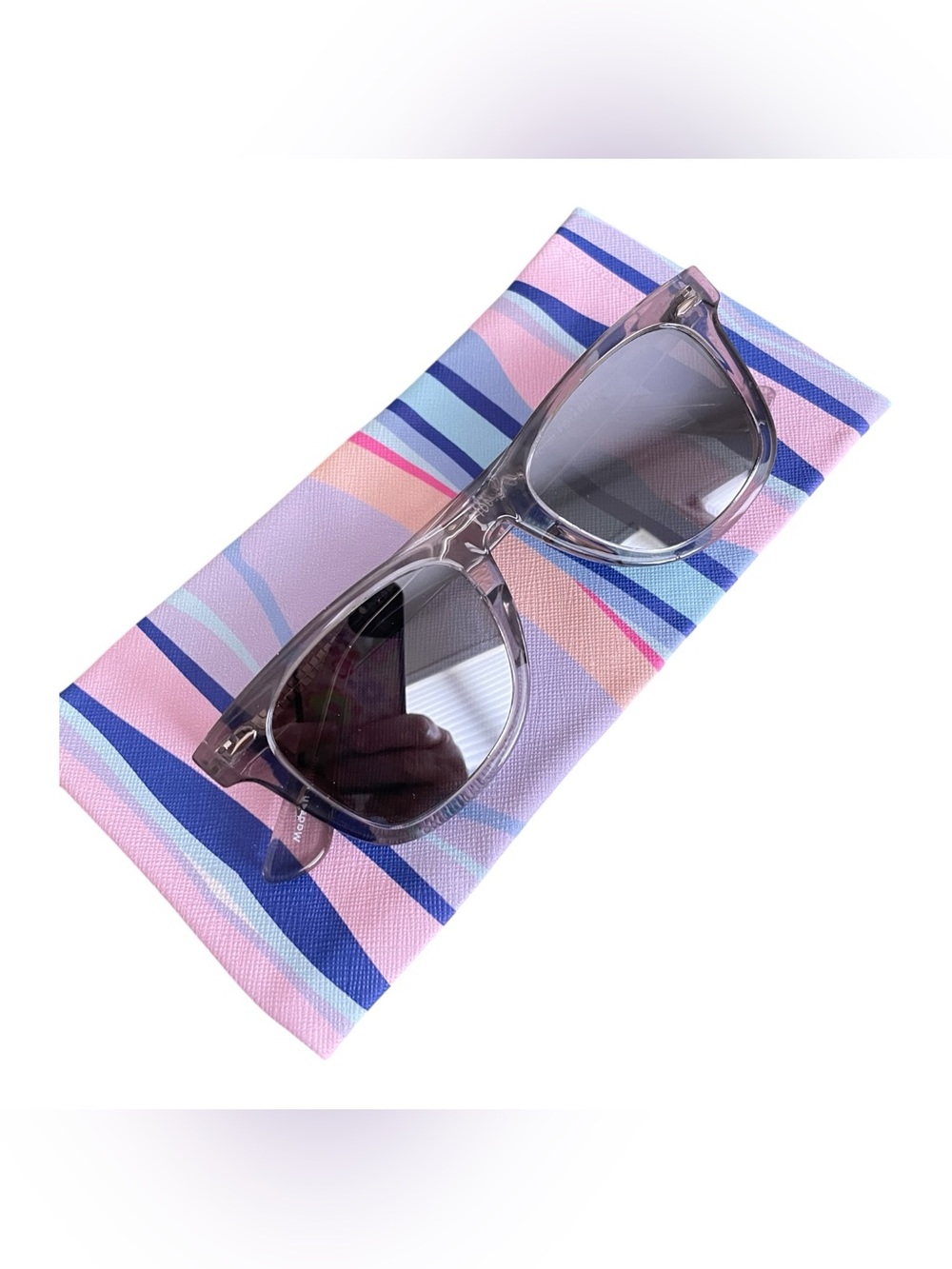Express Polarized Gray Transparent Mirror Lens Men's Women's Sunglasses & Pouch